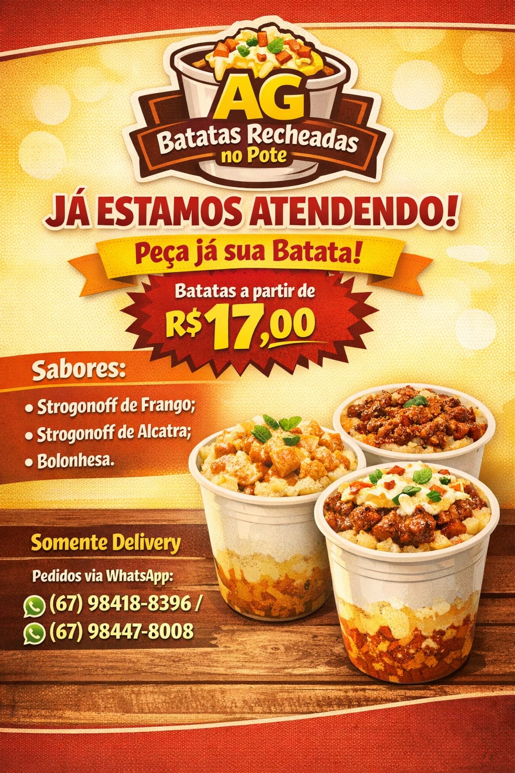 🥔 Batata Recheada no Pote: O Sabor que Vai Até Você!