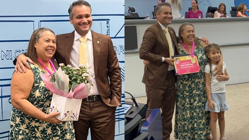 Vereador Leinha homenageia Márcia Tavares Porto durante Sessão Solene em comemoração ao Dia da Mulher