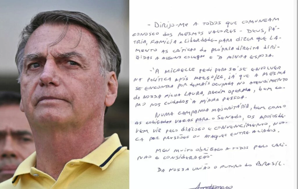 Bolsonaro se manifesta após críticas a Michelle e reforça pedido de união política