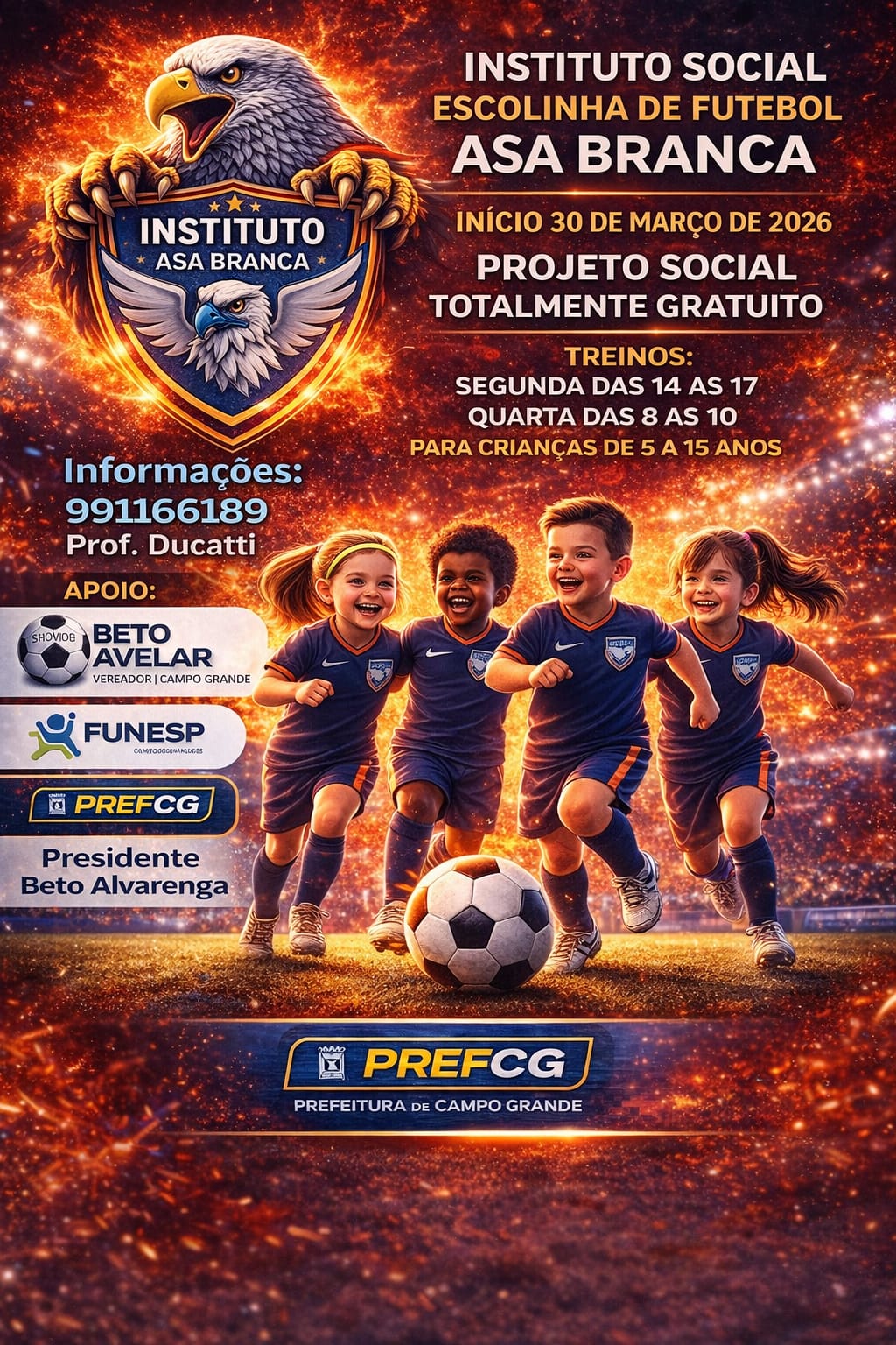 Esporte e Cidadania: Escolinha de Futebol Asa Branca abre inscrições gratuitas no Bairro Santa Mônica