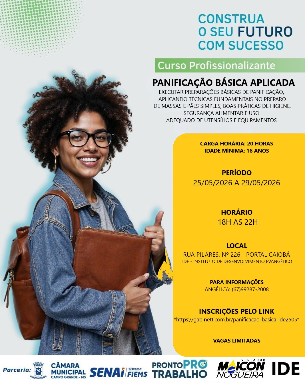 Curso gratuito de Panificação Básica chega ao Portal Caiobá com apoio do vereador Maicon Nogueira