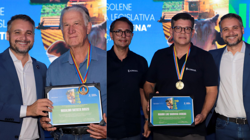 Vereador Leinha homenageia Mário Batista de Oliveira e Rosalino Batista Bouzo com a Medalha Tereza Cristina