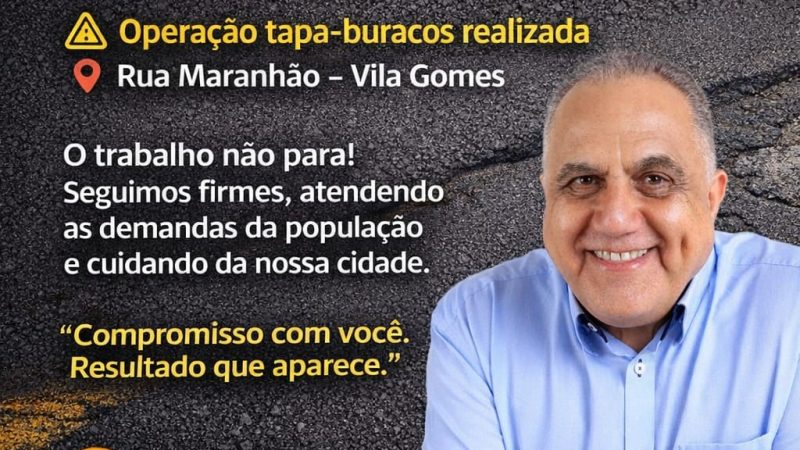 Vereador Dr. Jamal atende solicitação e realiza operação tapa-buracos na Vila Gomes