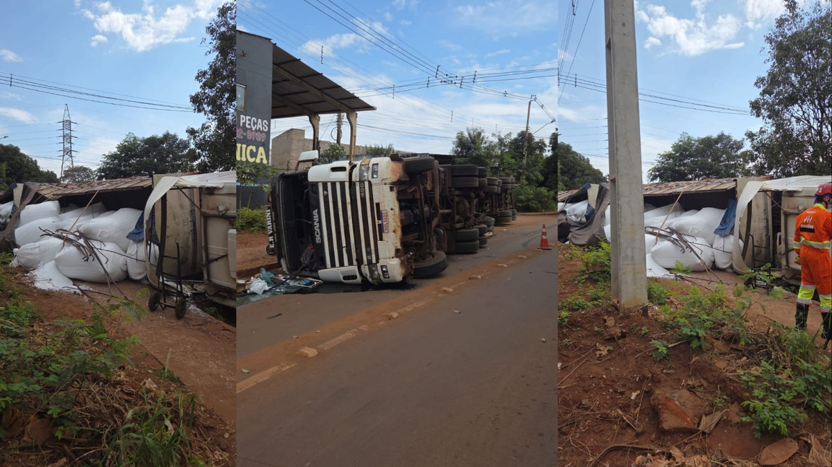 Carreta tomba no Jardim Itamaracá e deixa motorista ferido