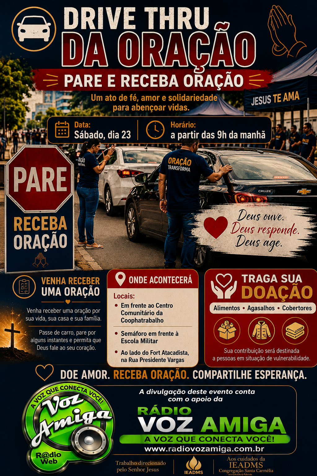 Drive Thru da Oração leva fé, solidariedade e esperança para famílias em Campo Grande