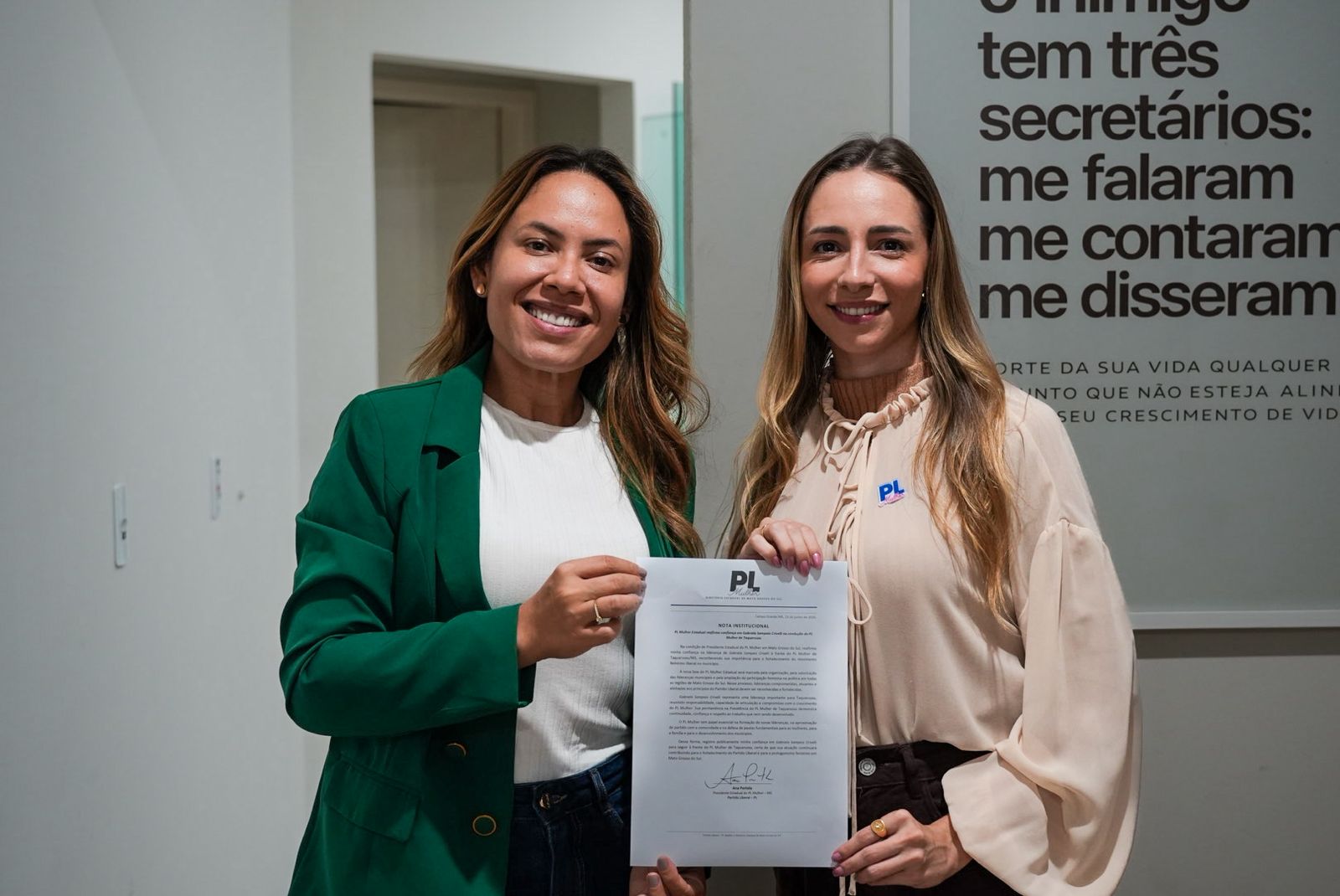 Ana Portela destaca atuação de Gabriela Crivelli e reforça fortalecimento do PL Mulher em Taquarussu
