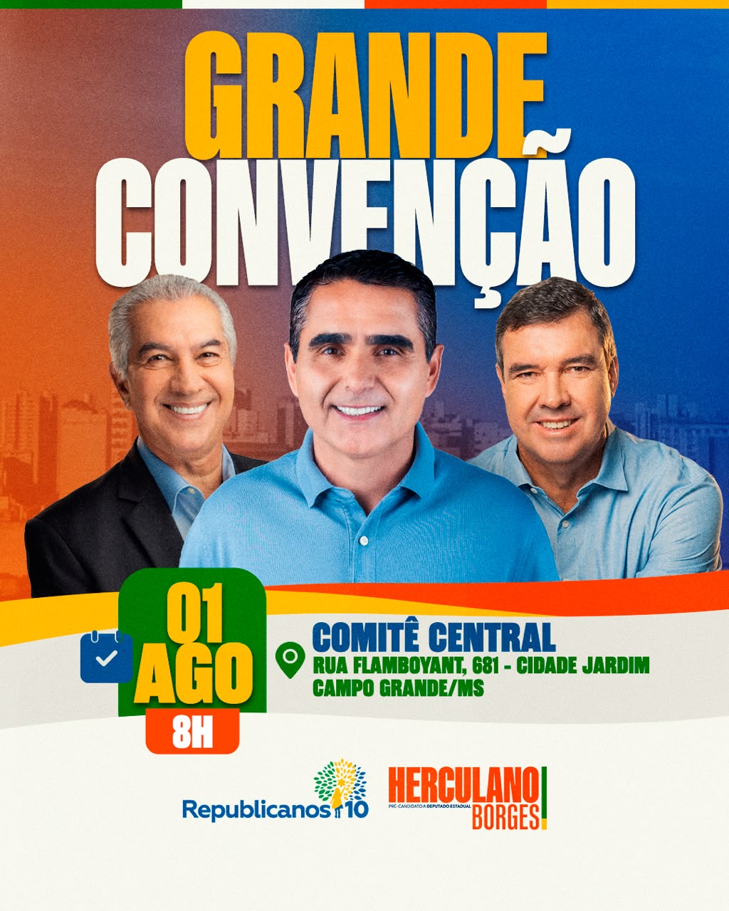 Herculano Borges participa da Grande Convenção do Republicanos e reforça compromisso com um mandato estadual voltado às pessoas