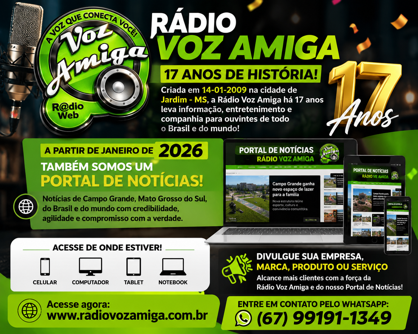 Rádio Voz Amiga celebra 17 anos de história e amplia atuação como Portal de Notícias
