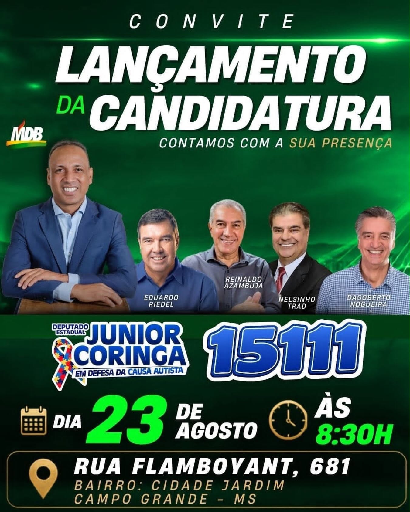Contagem regressiva: Lançamento da candidatura de Junior Coringa acontece neste domingo (23)